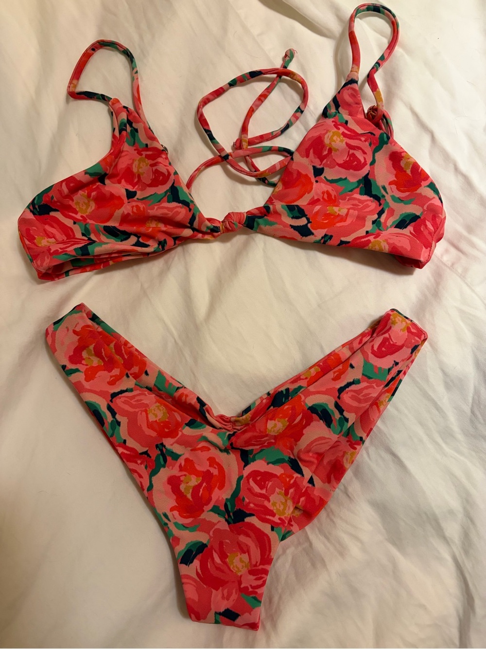 Skatie Floral Pink and Green Bikini Set